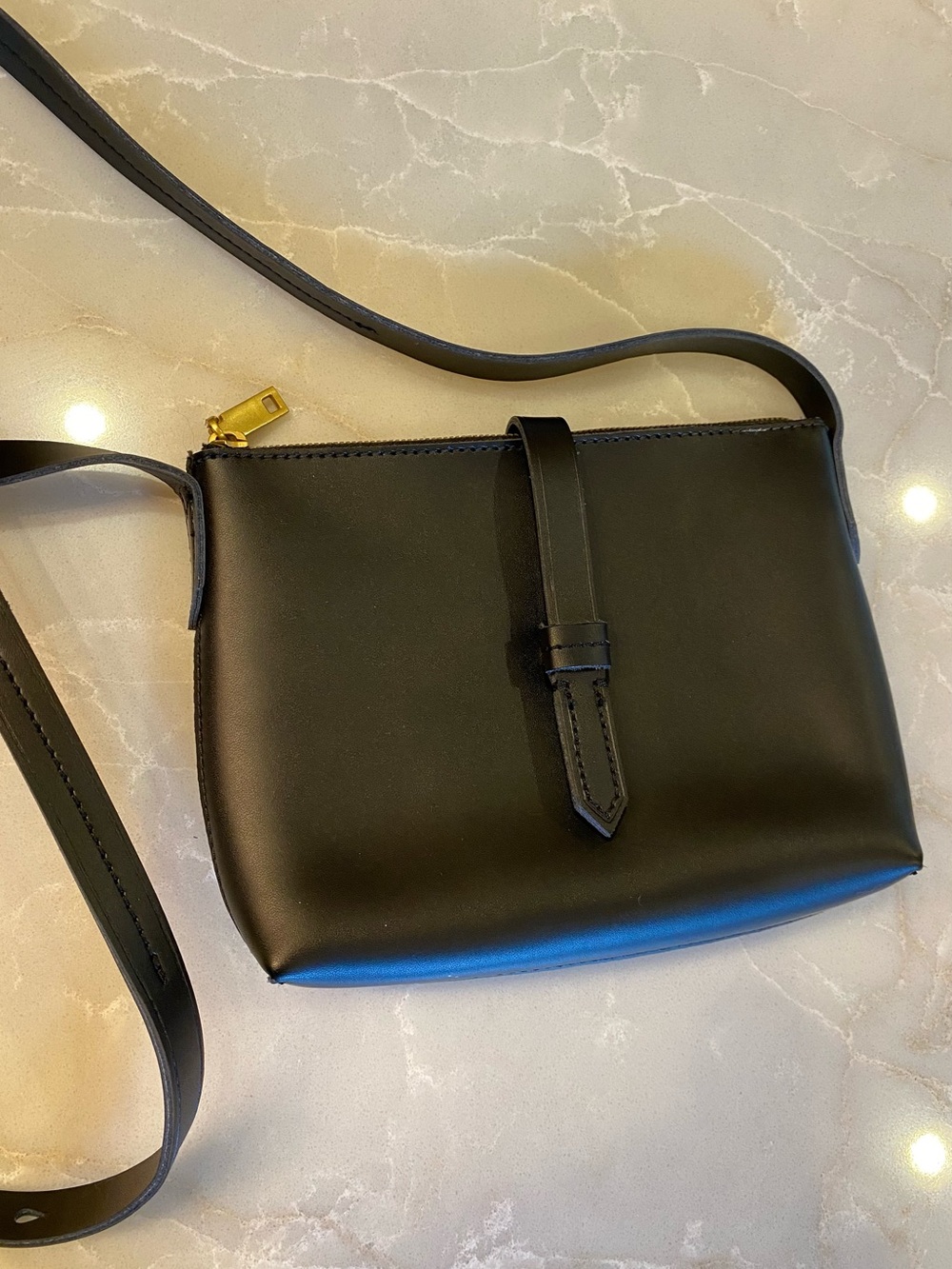 J. Crew Black Crossbody with Gold Zip Pull